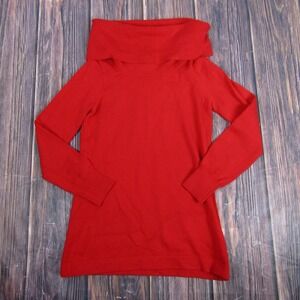 French Connection Sweater Womens Small Red Off Shoulder Cowl Neck Long Sleeve